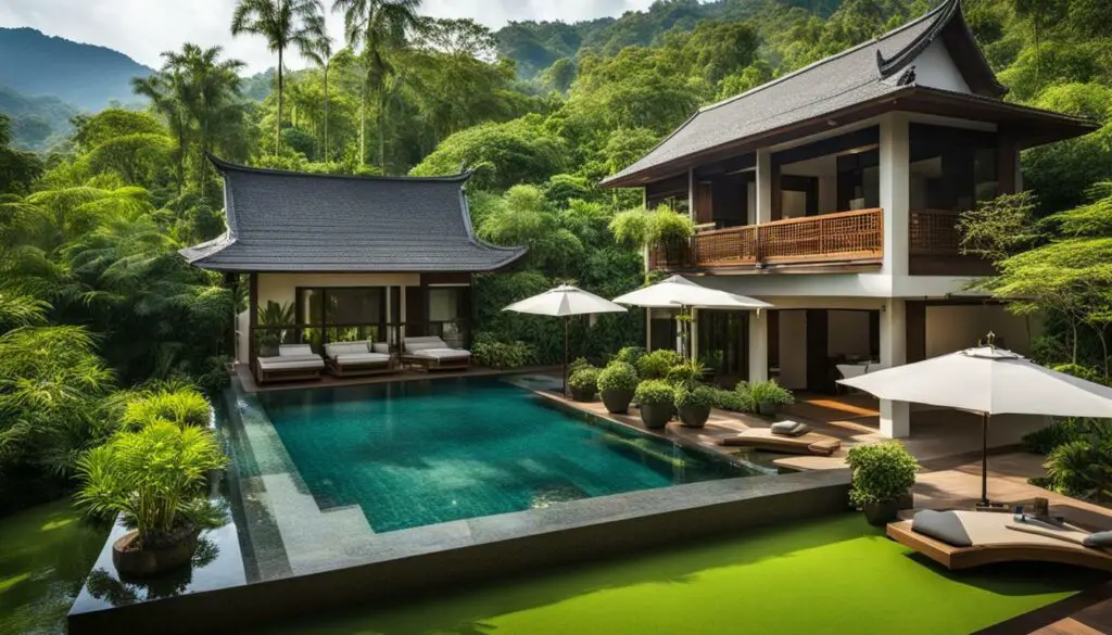 Chiang Mai luxury hotel pool with nature view