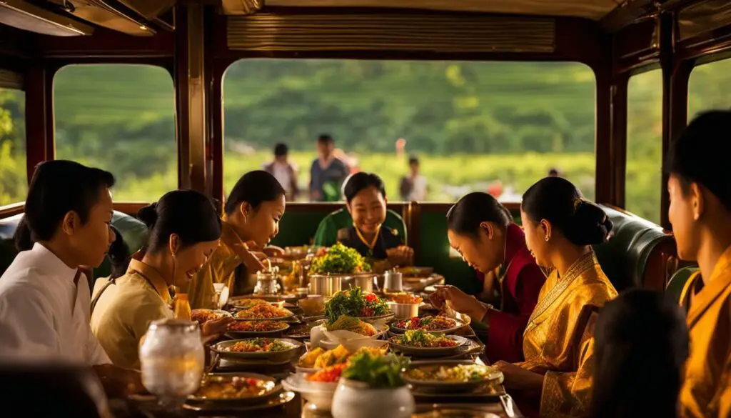 Dining on train from Chiang Mai to Bangkok